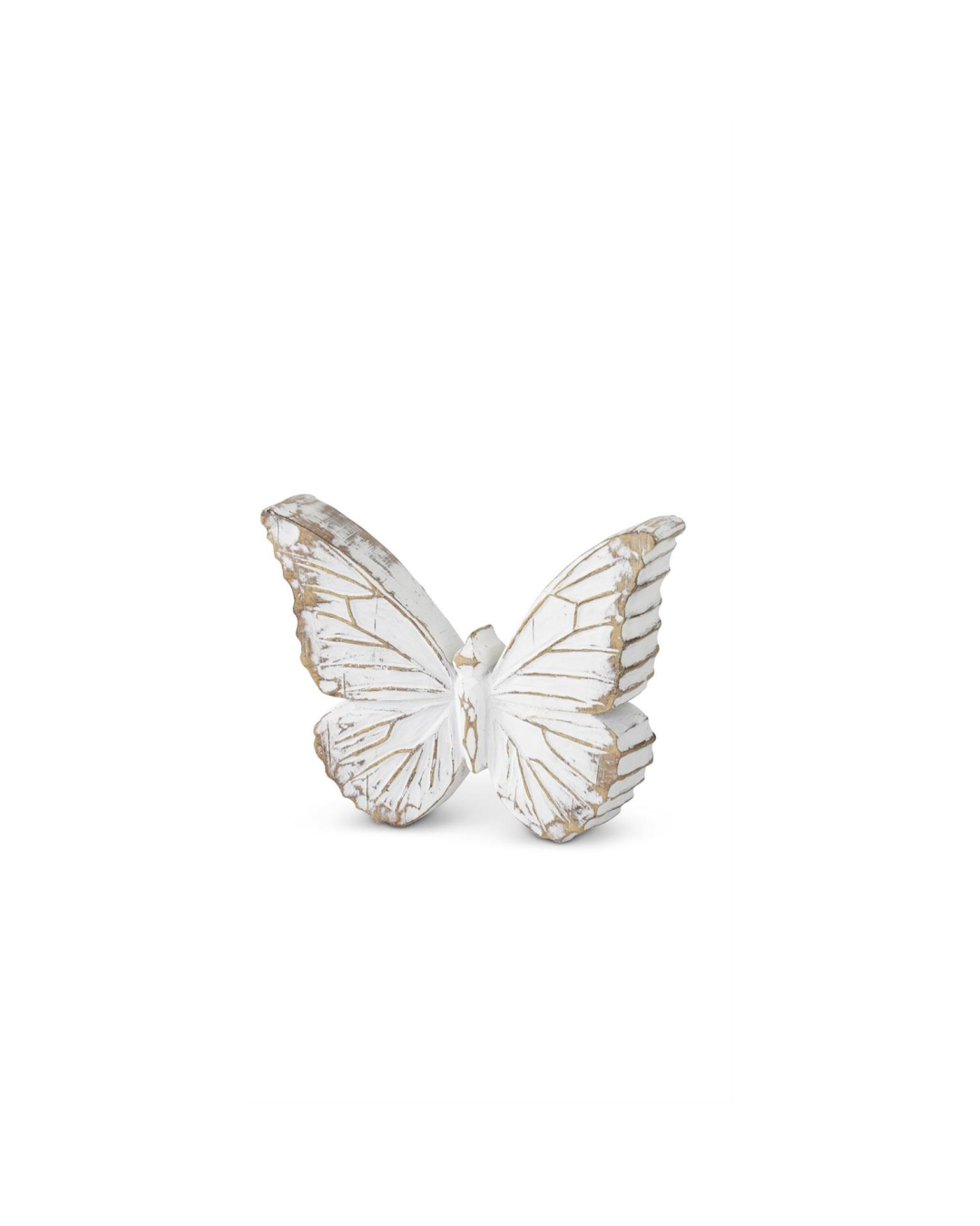 Whitewashed Carved Resin Butterfly