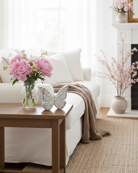 Whitewashed Carved Resin Butterfly