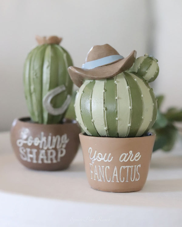 Resin Cactus Sentiment Decor