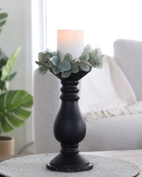 Mango Wood Candle Holder Black