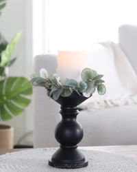 Mango Wood Candle Holder Black