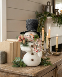 Candy Cane Snowman With Christmas Scarf 17"H