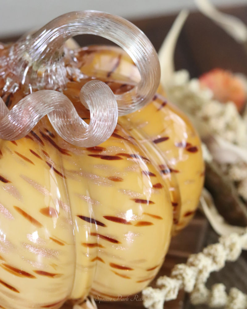 Caramel Swirl Handblown Glass Pumpkin Round