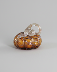 Caramel Swirl Handblown Glass Pumpkin Round