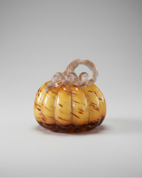 Caramel Swirl Handblown Glass Pumpkin Round