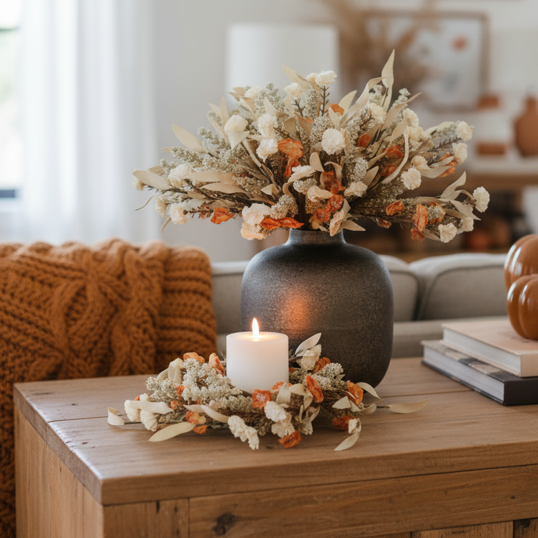 Natural and Orange Carnation Greenery Collection