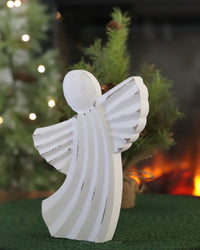 Distressed Curved Angel Wood Block
