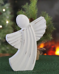 Distressed Curved Angel Wood Block