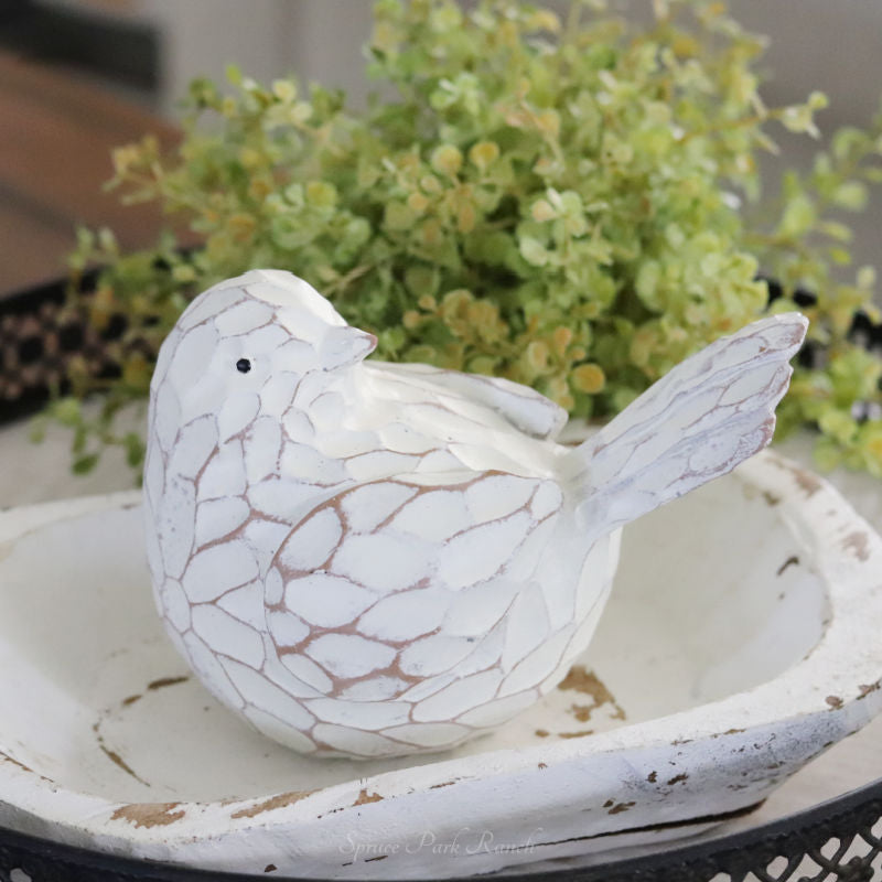 Textured Carved Bird Figurine