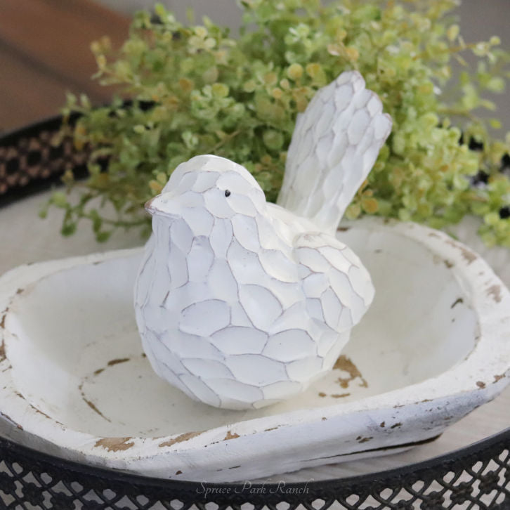 Textured Carved Bird Figurine