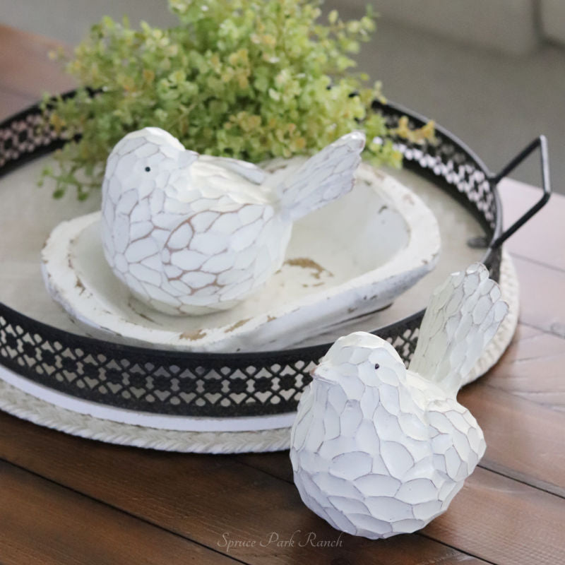 Textured Carved Bird Figurine