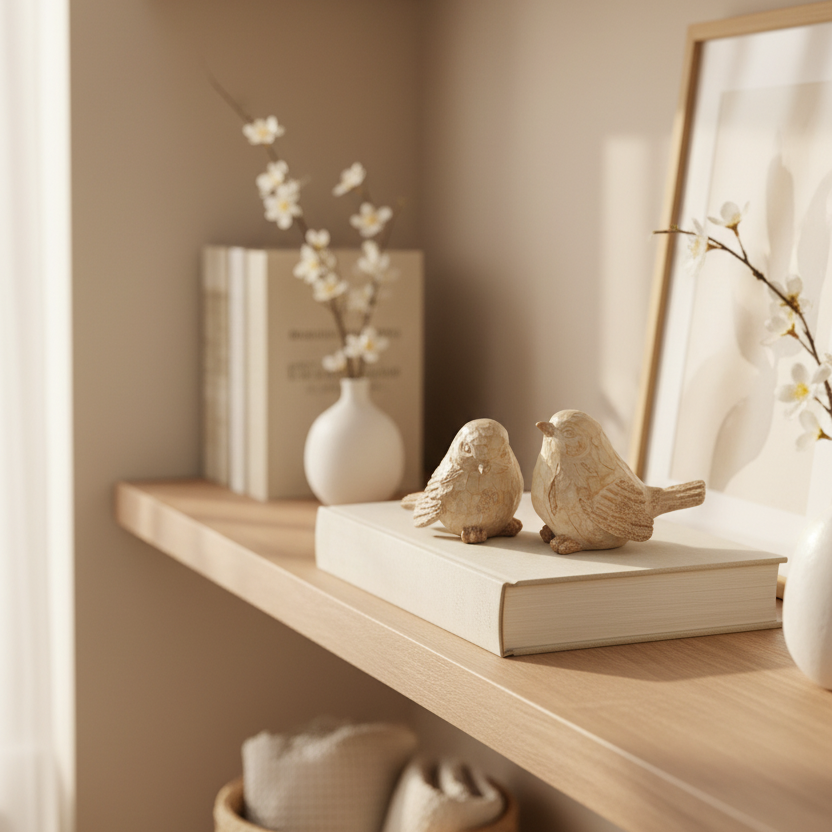 Carved Look Resin Neutral Bird