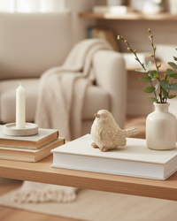 Carved Look Resin Neutral Bird