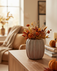 Whitewashed Orange and Green Cement Pumpkin Pot Tall