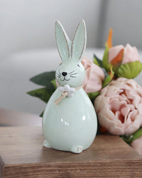 Dolomite Bunny With Flower and Raffia Bow Large