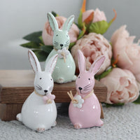 Dolomite Bunny With Flower and Raffia Bow Small