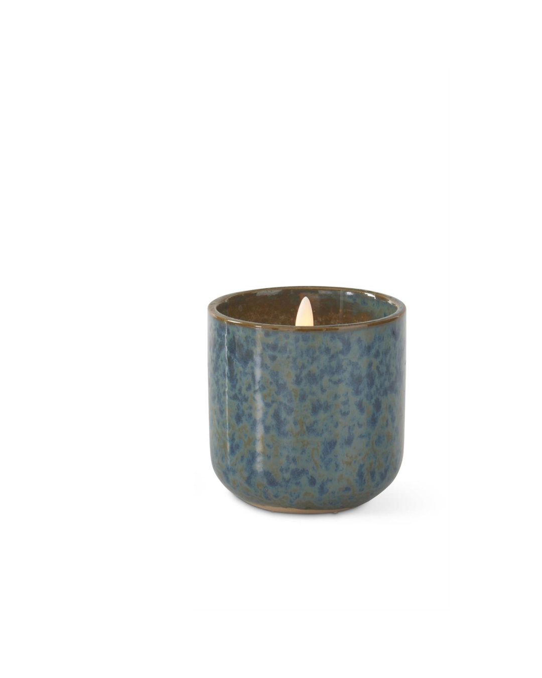 Ceramic Glazed Flicker Flame LED Candle Blue Green