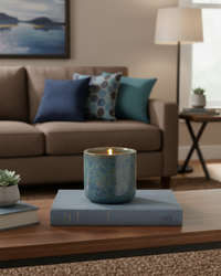 Ceramic Glazed Flicker Flame LED Candle Blue Green