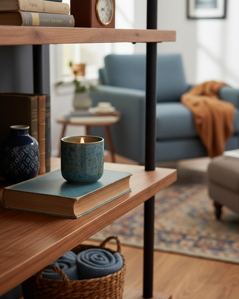 Ceramic Glazed Flicker Flame LED Candle Blue Green