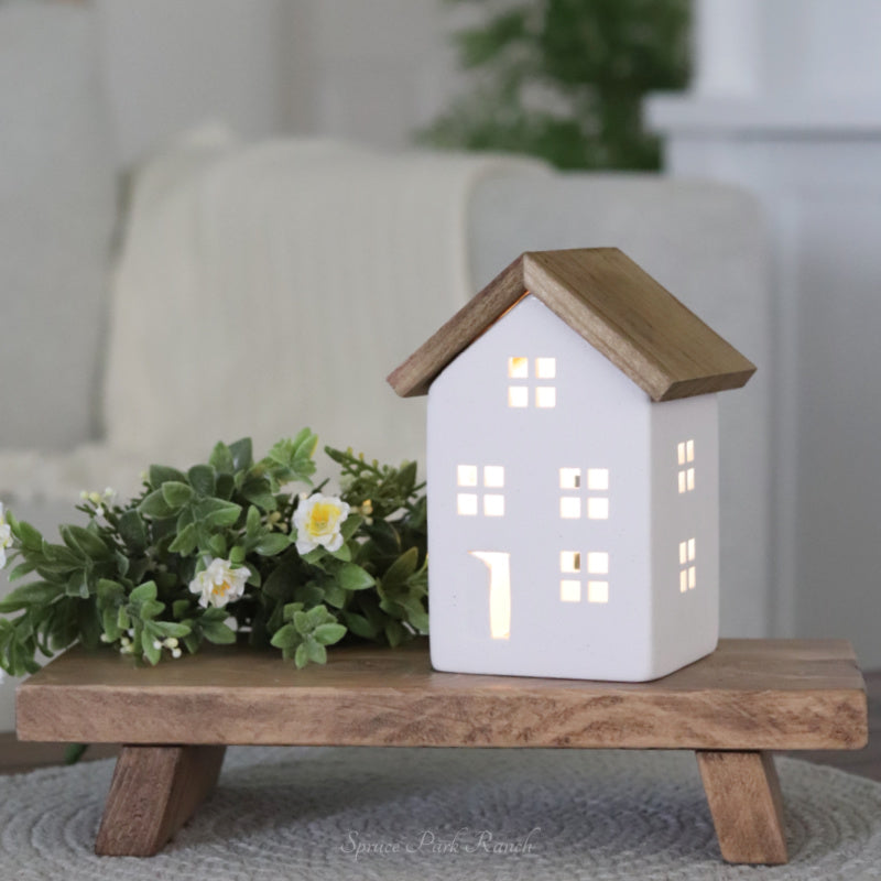 Lighted White and Natural House