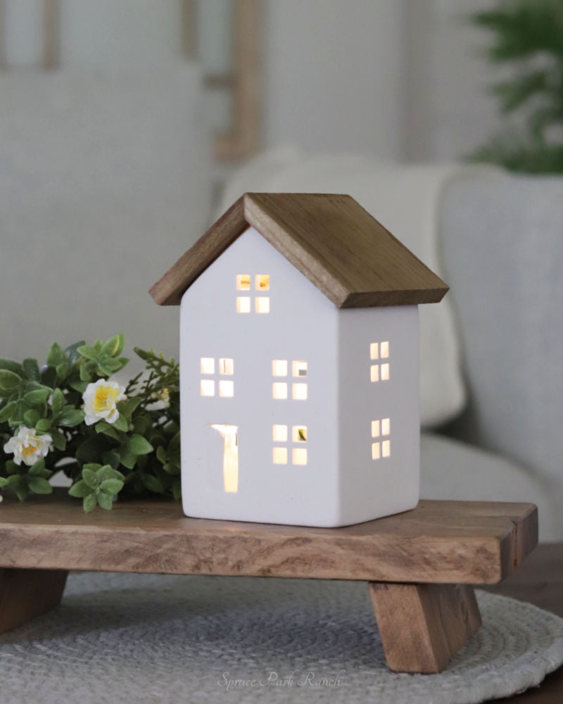 Lighted White and Natural House