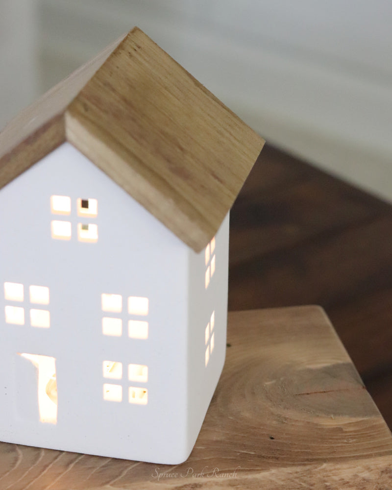 Lighted White and Natural House