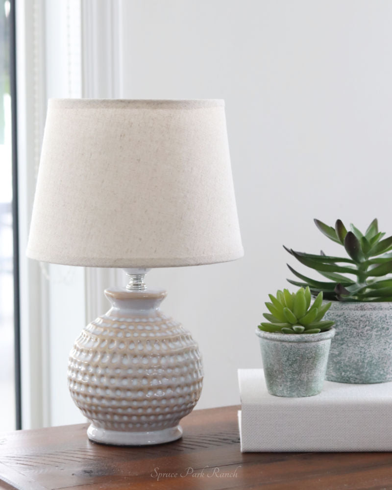 Electric Ceramic Textured Lamp Beige