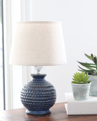 Electric Ceramic Textured Lamp Dark Blue