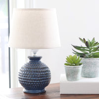 Electric Ceramic Textured Lamp Dark Blue