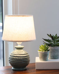 Electric Ceramic Textured Lamp Sage