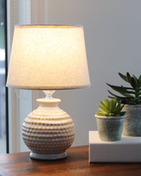 Electric Ceramic Textured Lamp Beige