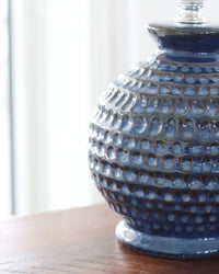 Electric Ceramic Textured Lamp Dark Blue