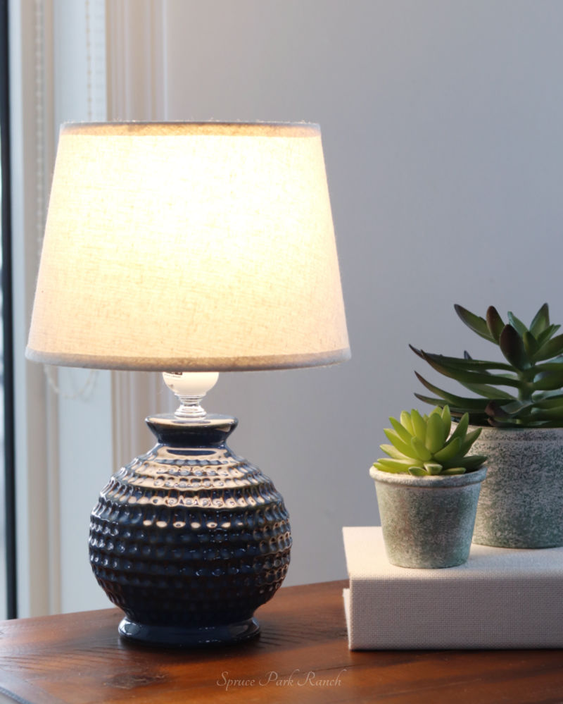 Electric Ceramic Textured Lamp Dark Blue