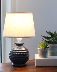 Electric Ceramic Textured Lamp Dark Blue