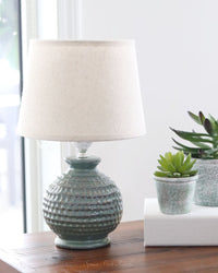 Electric Ceramic Textured Lamp Sage