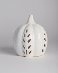 Ceramic Cutout LED White Pumpkin Wheat Design