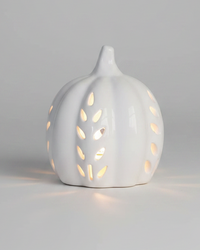 Ceramic Cutout LED White Pumpkin Wheat Design