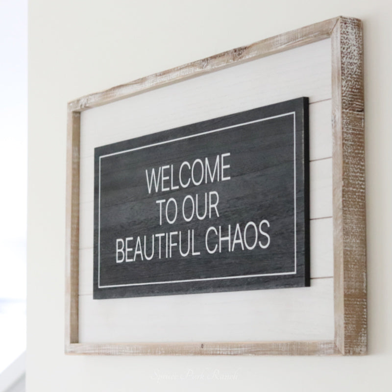 Reversible Merry and Beautiful Chaos Wood Sign