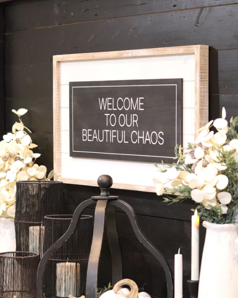 Reversible Merry and Beautiful Chaos Wood Sign