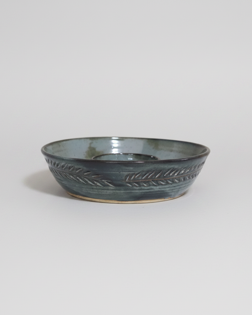 Wheat Design Chip'N Dip Bowl Denim Blue