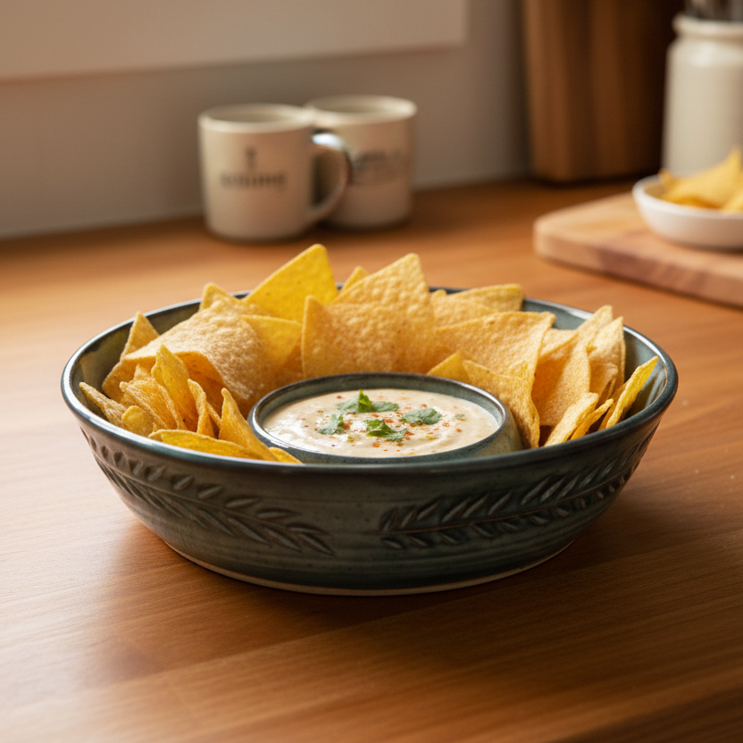 Wheat Design Chip'N Dip Bowl Denim Blue