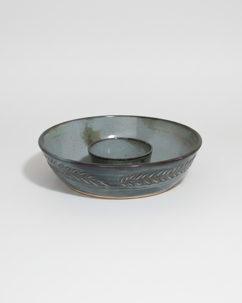 Wheat Design Chip'N Dip Bowl Denim Blue