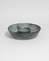 Wheat Design Chip'N Dip Bowl Denim Blue