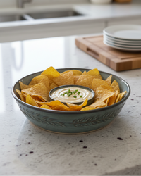 Wheat Design Chip'N Dip Bowl Denim Blue