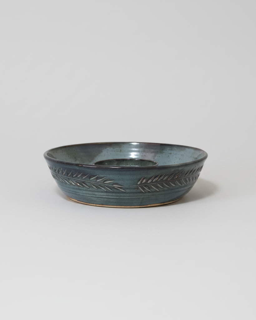 Wheat Design Chip'N Dip Bowl Denim Blue