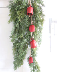 Antique Bells and Jute Rope Swag Red