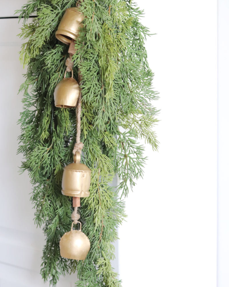 Antique Bells and Jute Rope Swag Gold