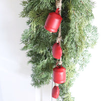 Antique Bells and Jute Rope Swag Red