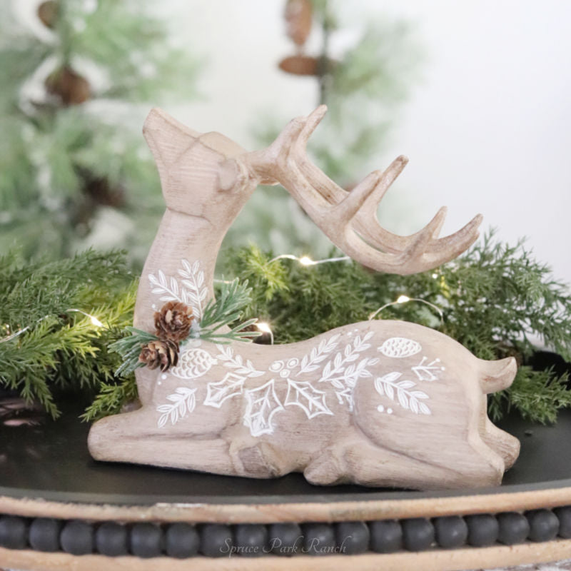 Christmas Deer Resin Figurine