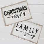 Reversible Christmas and Family Wood Sign